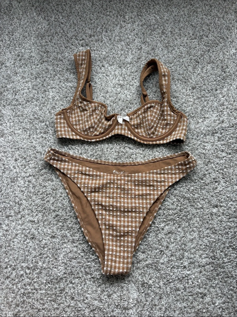 Mal Swim Brown Gingham Underwire Bikini Set - Women Swim - Picture 1 of 4